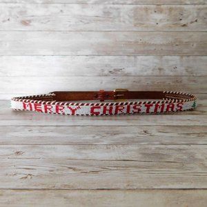 Vintage Southwestern Beaded Belt - Merry Christmas - Small